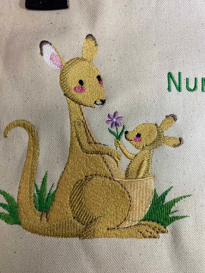 Kangaroo Hug Embroidered Tote Bag