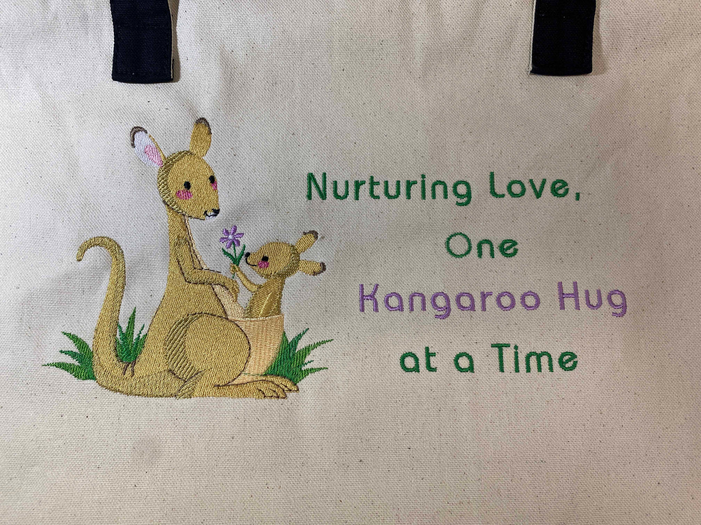 Kangaroo Hug Embroidered Tote Bag